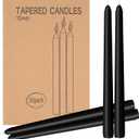 30 Pack Black Taper Candles - Taper Candles 10 Inch Dripless, Smokeless & Unscented - 8 Hours Long Burning - Ideal for Weddings, Dinner Parties, and Home Decor