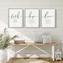 Houmury Set of 3 Framed Farmhouse Bible Verses Wall Decor Sign 11x14 Christian Faith Scripture Wall Art for Home Living Room Bedroom Wall Decor (11"x14" Grey)