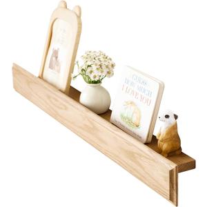 Rsuwiz Wall Floating Shelves 20 Inch - Solid Oak Wood Wall-Mounted with Protective Lip & Easy Install Hidden Brackets, Heavy Duty Bathroom Kitchen Storage Shelves Rustic