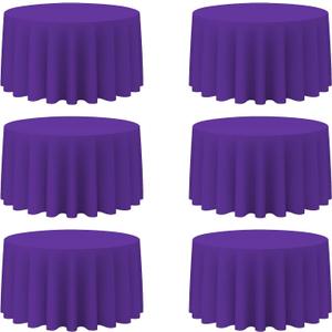 BRILLMAX 6 Pack Purple Round Tablecloths 120 Inch - Circle Bulk Linen Polyester Fabric Washable Table Cloth Cover for Wedding Reception Banquet Birthday Party Buffet Restaurant