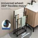 sagetta Black Free Standing Towel Racks for Bathroom 35.83" Towel Hanger and Dryer Rack Removable Pool Racks with Wheels 3 Tiers Carbon Steel Rustproof