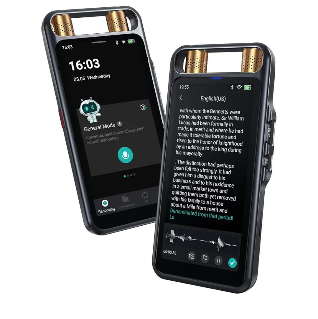 AI Voice Recorder with Playback, Digital Voice Recorder with Transcription to Text, Summary, Translation, Full Touchscreen Recorder Device for Meetings, Lectures, Interviews with 80GB Memory