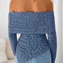 ZESICA Women's Fall Floral Off Shoulder Tops 2025 Mesh Long Sleeve Shirts Asymmetrical Ruched Tee Blouses Trendy Outfits (White, M)