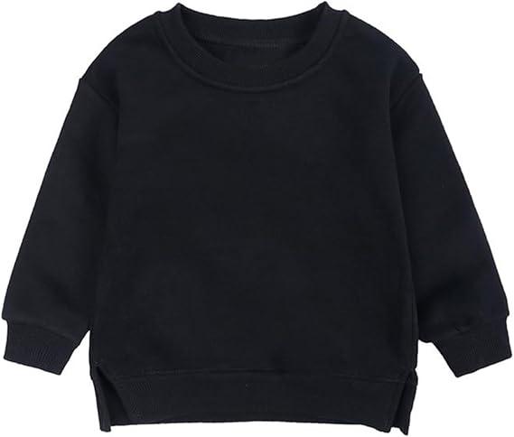 Kids Tales Toddler Baby Boy Girl Long Sleeve Crewneck Pullover Sweatshirt Swea ter Outfits Solid Color Casual Clothes 73