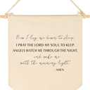 Now I Lay Me Down to Sleep-Prayer Scripture Gift for Baby Boys Girls Kids-Christian Bible Verses-Canvas Hanging Banner Pennant Wall Decor Gift for Nursery Baby Room Homeschool Playroom