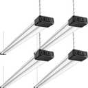 BBOUNDER 4 Pack Linkable LED Shop Light with Reflector, Super Bright 6500K Cool Daylight, 4400 LM, 4 FT, 48 Inch Integrated Fixture for Garage, 40W Equivalent 250W, Surface & Suspension Mount, Black