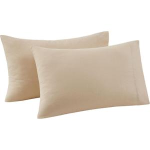 FRYE Cotton Linen Blend Beige Cotton 2-Piece King Pillowcases, Solid, 60% Cotton/40% Linen, for Men and Women, Oeko-TEX Certified Confidence