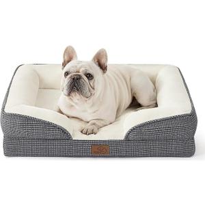 Bedsure Orthopedic Dog Bed Medium Size Dogs - Washable Medium Dog Cat Bed Waterproof, Comfort Pet Couch Sofa with Washable Removable Cover, Pets Bed with Nonskid Bottom, Argyle Black-Checks, 28"
