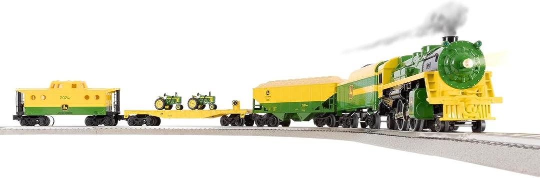 Lionel John Deere Freight Electric O Gauge Bluetooth 5.0 Train Set with Remote, Voice Control, Lights, Sounds, Smoke, Age 14+