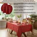 Newbridge Sienna Red Fancy Leaves Damask Fabric Holiday Tablecloth, 60 x 84 Inch Rectangle, Elegant Swirling Leaf Pattern, No Iron Soil Resistant Dining Room Party Table Cover