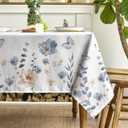 Horaldaily Spring Tablecloth 52x70 Inch Rectangular, Watercolor Flowers Washable Seasonal Table Cover for Party Picnic Dinner Decor