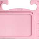 4 in 1 Car Steering Wheel Tray with Dual Sauce Dip Holder and Tablet Holder,Car Table Food Trays for Eating,Driver Desk Fit Most Auto Vehicle Steering Wheels (Pink, Large)
