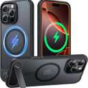 TAURI Magnetic for iPhone 16 Pro Max Case with Stand, [Compatible with MagSafe] Military-Grade Protection, [Translucent Matte] Shockproof Kickstand Case for 16 Pro Max 6.9", Black