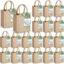 20 Pack Burlap Tote Gift Bags with Handles for Bridesmaid Bachelorette Wedding, 7.9 x 9.8 x 5.9 Inches Buk Reusable Jute Welcome Proposal Bags Baby Shower Wedding Party Supplies(Sage Green)