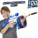 Electric Automatic Toy, JakMean Toy Blaster with 30 Dart Clips and 100 Foam Darts, Outdoor Shooting Games Toys for 6-12 Year Old Boys & Girls Adults, Gifts for Birthday Xmas, Blue