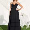 KUTUMAI Summer Lace V Neck Maternity Maxi Dresses for Women 2026 Casual Floral Long Flowy Photoshoot Baby Shower Dress (M)