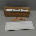 Miamolo Chip and Dip Serving Set, Dipping Sauce Bowls Divided Serving Dishes with Wooden Spoons, Ceramic Dip Bowl Display Serving Tray for Party Dinner Entertaining