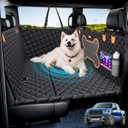 Truck Dog Seat Cover for Back Seat, Hard Bottom Dog Hammock Support to 450 lbs, Waterproof & Scratch-Proof Pet Bed Extender for Full Size Crew Cab Truck SUVs F150/RAM1500/Silverado, Black