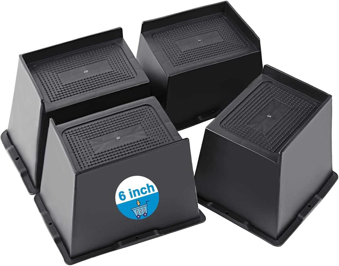 Bed Risers 2 inch, 3 inch, 4 inch, 5 inch, 6 inch Heavy Duty, Oversized Furniture Riser for Couch Sofa Table Desk Chair Recliner Leg Frame Dorm, Support up to 6000 Lbs (Black 6 inch, 4 Pack)