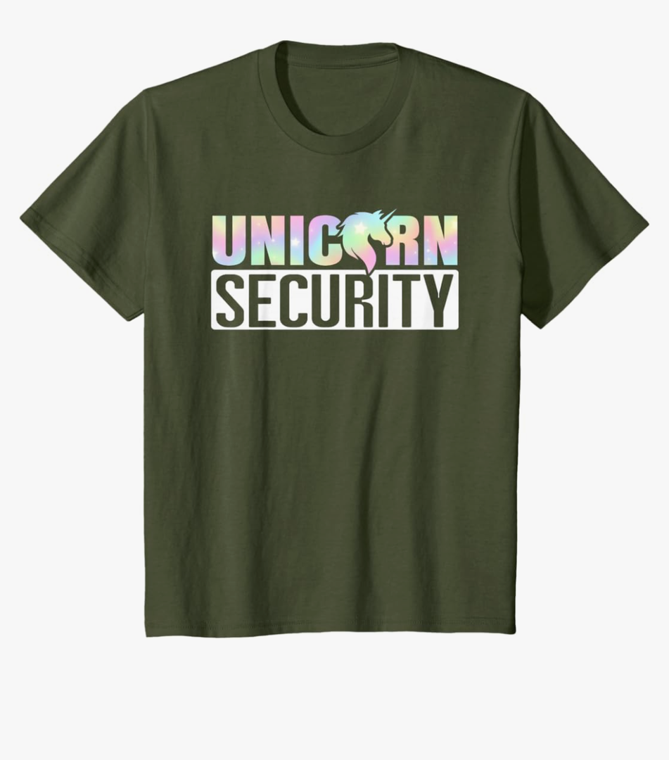 Halloween Mom Dad Daughter Adult Costume Unicorn Security T-Shirt. Size 4T, Olive Green