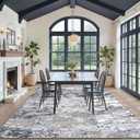 Toneed Abstract Area Rug Modern Washable Rug Soft Non Slip Rug Low Pile for Bedroom Living Room Dining Room Blue 6x9 Feet