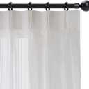 White Pinch Pleated Window Sheer Curtains 96 Inches Long 2 Panels, Gently Filter Light See Through Vertical Stripe Semi Sheer Window Panels Drapes, 42" W x 96" L x2