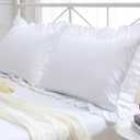 Precious Star Linen White Edge Ruffle Standard Size Pillow Shams Long-Staple Egyptian Cotton Hotel Class Bedding Set of 2 Decorative Pillow Cover 20x26 Inch, Envelope Closure Soft & Cozy