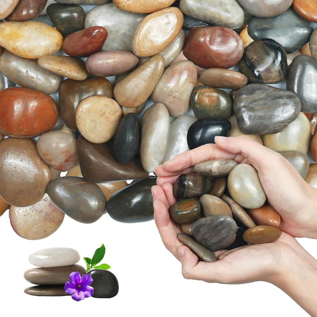 Lechloris 20Ib Rain Forest Mixed River Rocks for Landscaping-Polished Pebbles for Plants-Garden Decorative Stones-1-2 Large Plant Rocks,Ideal for Aquarium, Home Decor