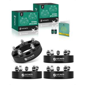 YHTAUTO 5x5.5 to 5x5 Wheel Adapters 1.5 inch Fit Dodge Ram 1500, D150 & Ford E-150 Econoline, F-150, Bronco, 87.1mm Tire Adapters with 1/2 Studs, 5x139.7 to 5x127, 5 Lug Forged Adapters, 4PCS (Black)