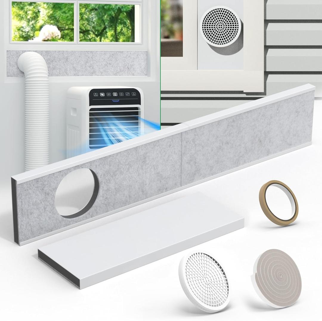 Forestchill Portable Air Conditioner Window Vent Kit with Insulation Foam Panels, Adjustable AC Vent Seal Kit with Mesh Guard for 5" Diameter Exhaust Hose, Insulates Heat & Reduces Noise from Outside