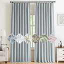 Kayne Studio Blue Gray Pinch Pleated Full Blackout Curtains, Linen Blend Room Darkening Thermal Insulated Soundproof Drapes, 84 Inch Back Tab Window Curtains for Living Room Bedroom(2 Panels, 40"x84")