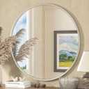 TETOTE Round Mirror 36 inch Brushed Nickel, Wall Mirrors for Living Room, Bedroom, Vanity, Entryway