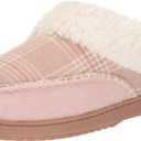 Dearfoams Women's Nyla Felted and Plaid Moc Toe Clog Slipper (9-10, Pale Mauve)