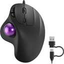 Nulea M509 Trackball Mouse Wired, Ergonomic Design, Easy Thumb Control, Precise & Smooth Tracking, 2-in-1 Interface (Type A &Type C), Compatible for PC, Laptop, Mac, Window(Purple).