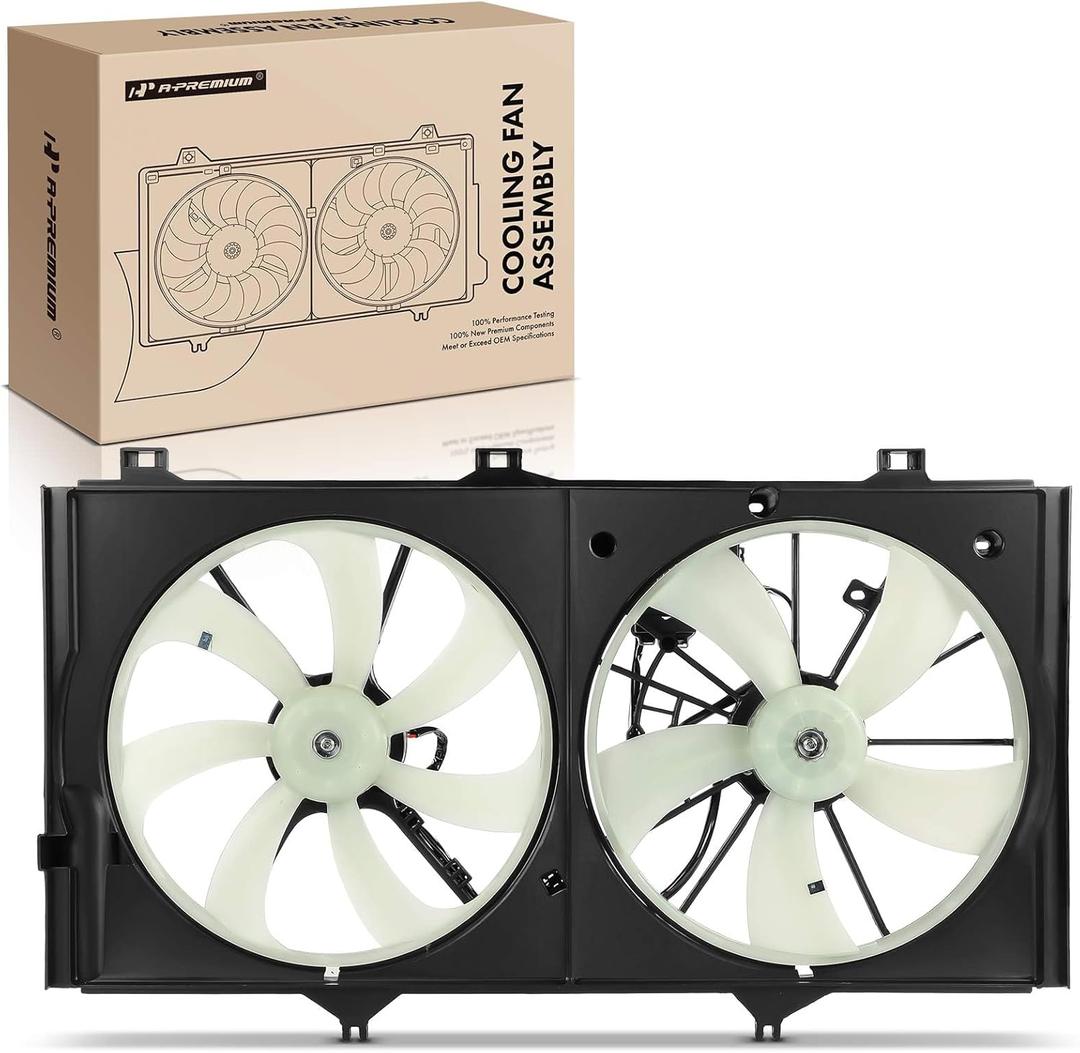 A-Premium Engine Radiator Cooling Fan Assembly Compatible with Select Toyota & Lexus Models - Camry 2007-2011, Avalon 2005-2012, Venza 2009-2016, ES350 2007-2012, 3.5L - # 16711AD020, 16711AD010