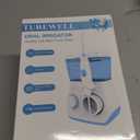 TUREWELL Water Flossing Oral Irrigator, 600ML Dental Cleaner 10 Adjustable Pressure, Electric Oral Flosser for Teeth/Braces, 8 Replacement Jet Tips for Family (White)
