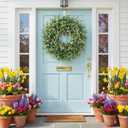 Summer Wreath for Front Door - 26'' Artificial Eucalyptus Wreath with Fake Leaves, Front Door Wreath for All Seasons, Porch, Wall, Window, Farmhouse Decor
