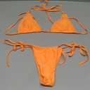 Women Halter String Bikini Set Sexy Thong Cheeky Two Piece Swimsuits Solid Color Bathing Swimwear M