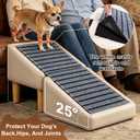 2-in-1 Split Ottoman Dog Ramp, Folding Pet Steps with Gentle 23 Incline, Portable Dog Stairs for Couch Bed, Perfect for Older Dogs, Khaki (20.08")