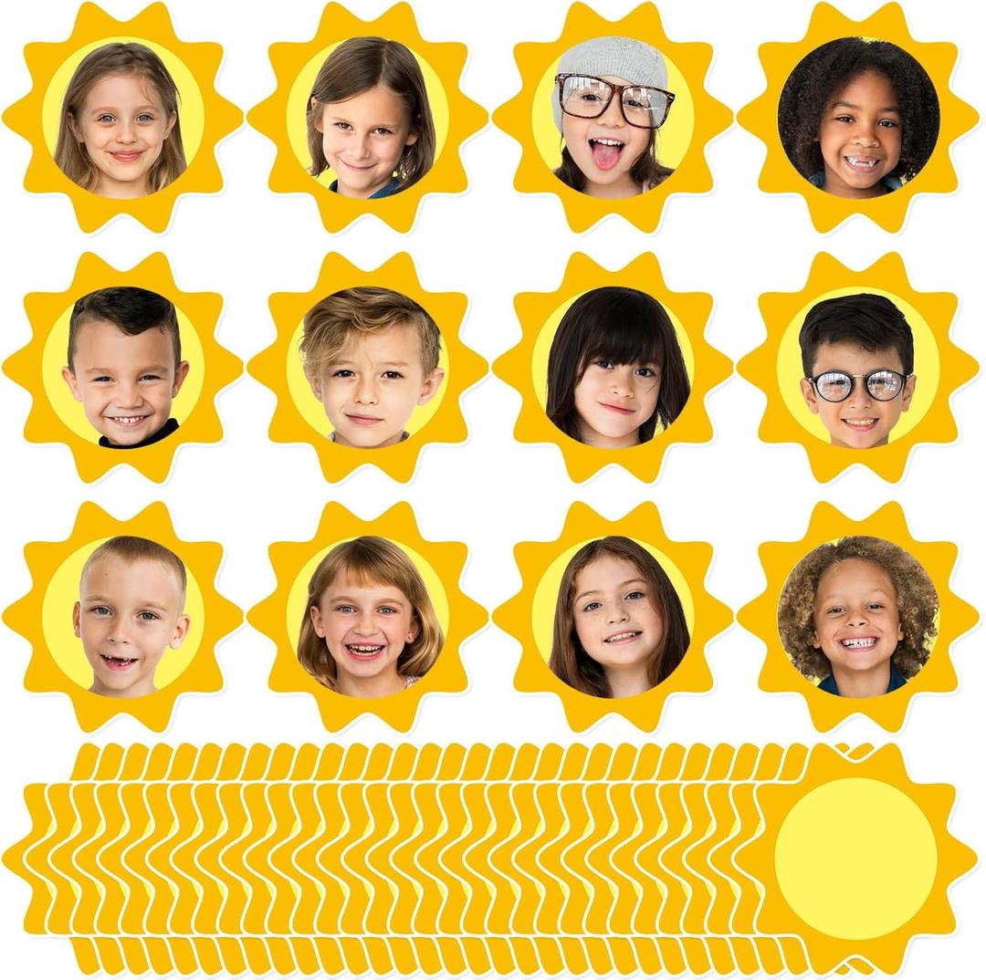 160Pcs Summer Sun Cutouts Sunshine Bulletin Board Decorations Yellow Sun Paper Cut-Outs Classroom Decor for Boy Girl DIY Craft Photo Wall Summer Kindergarten Preschool Party Favor Supplies