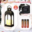 Tujoe 8 Pcs 10 Inch Decorative Candle Lantern Bulk for Wedding Centerpieces Lanterns with LED Flameless Candle Indoor Outdoor Hanging Lights for Wedding Party, Battery Included (Dark Bronze)