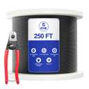 CKE 250FT 1/8" Black Stainless Steel Cable for Railing, T316 Stainless Steel Marine Grade Wire Rope for Deck Cable Railing Kit,1850lbs Breaking Strength 7x7 Strand Aircraft Cable DIY Balustrade, BCW6