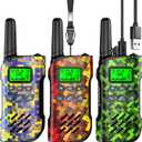 Walkie Talkies for Kids Rechargeable,Toys for Boys and Girls Ages 3-12, 3 Pack Long Range 2-Way Radios, Birthday Gifts,Christmas Stockings, Outdoor Play, Family Games, Hiking Camping Gear