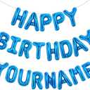 TONIFUL 65 Pcs 16 Inch Blue Happy Birthday Balloons and 2 Sets A-Z Foil Letters Balloons DIY Personalized Phrase Banner for Birthday Celebration Halloween Thanksgiving Christmas Party Decorations