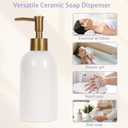 Natheeph 14OZ Ceramic Soap Dispenser Ceramic Soap Pump Dispenser Can Fill Liquid for Bathroom/Kitchen (White)