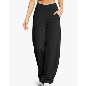 Wide Leg Pants for Women Loose Yoga Pants with Pockets Petite/Regular/Tall Stretch Casual Lounge Pants M