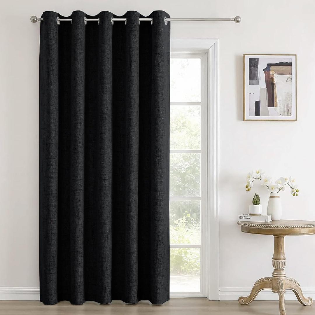 Joydeco Blackout Room Divider Curtains, Extra Wide Sliding Door Drapes Living Room Curtains, Black 1 Panel 70W x 90L Inch Patio Door Drapes for Room Privacy