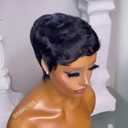Short Wigs for Black Women Pixie Cut Human Hair Wigs for Women Natural Black Color Lightweight for Summer Glueless Short Layered Pixie Wigs 