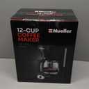 Mueller 12-Cup Drip Coffee Maker - Borosilicate Carafe, Auto-Off, Reusable Filter, Anti-Drip, Keep-Warm Function, Clear Water Level Window Coffee Machine, Kitchen Essentials & Accessories (Black)