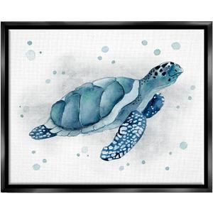 Blue Happy Turtle Bubbles Wall Plaque Art,"18x12"